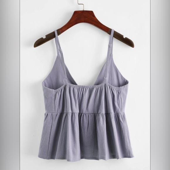 Rowme Solid Knot Front Peplum Cami - Picture 2 of 10
